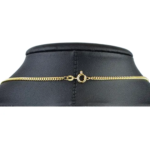 Glänzende Panzerkette flach 2-seitig diamantiert aus edlem 585 / 14k Gold in ca. 60cm, 2mm