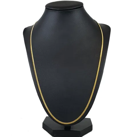 Glänzende Panzerkette flach 2-seitig diamantiert aus edlem 585 / 14k Gold in ca. 60cm, 2mm