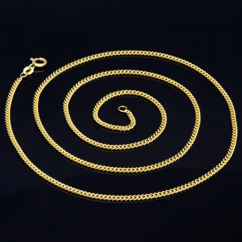 Glänzende Panzerkette flach 2-seitig diamantiert aus edlem 585 / 14k Gold in ca. 60cm, 2mm