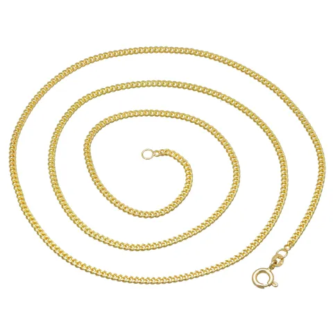 Glänzende Panzerkette flach 2-seitig diamantiert aus edlem 585 / 14k Gold in ca. 60cm, 2mm