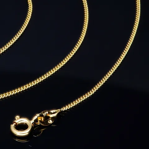 Feine Panzerkette 2-seitig diamantiert aus hochwertigem 585 /14k Gold, 1mm, 60cm Länge