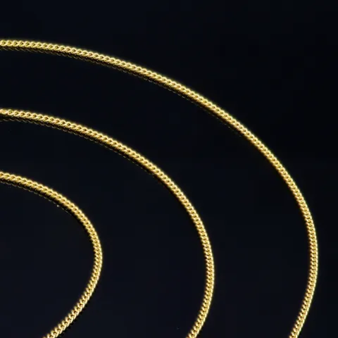 Feine Panzerkette 2-seitig diamantiert aus hochwertigem 585 /14k Gold, 1mm, 60cm Länge