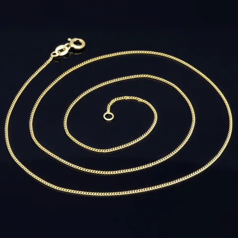 Feine Panzerkette 2-seitig diamantiert aus hochwertigem 585 /14k Gold, 1mm, 60cm Länge