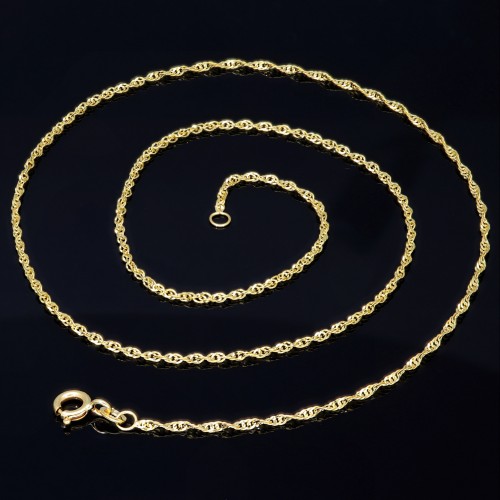 Singapurkette diamantiert aus hochwertigem 585 / 14k Gold in ca. 50cm, 1,7mm