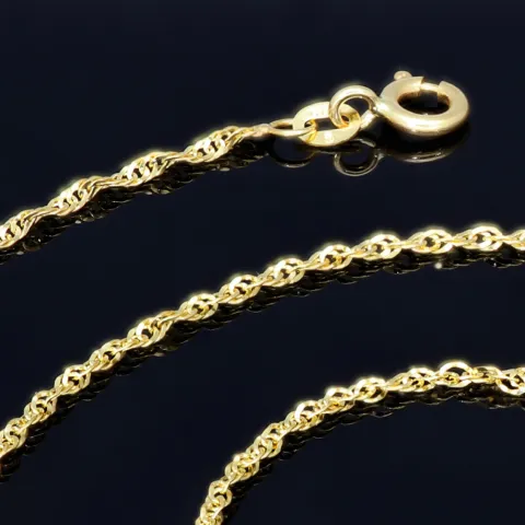 Singapurkette diamantiert aus hochwertigem 585 / 14k Gold in ca. 50cm, 1,7mm