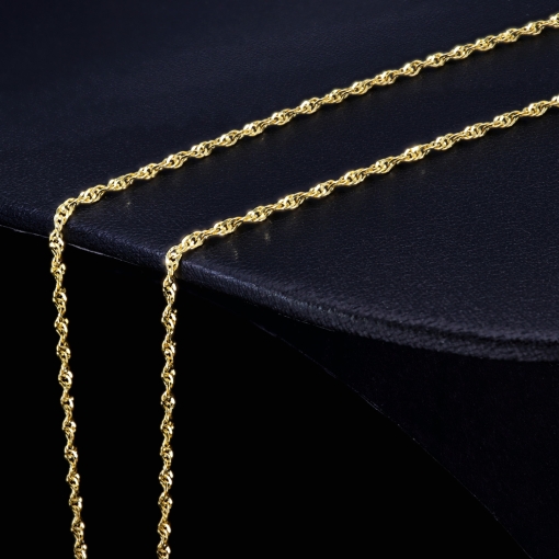 Kurze Singapurkette diamantiert aus hochwertigem 585 / 14k Gold in ca. 45cm, 1,5mm