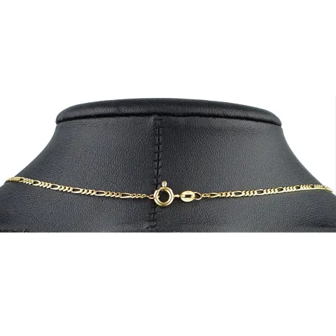 Exquisite Figarokette 2-seitig diamantiert aus hochwertigem 585 / 14k Gold in ca. 60cm, 2mm
