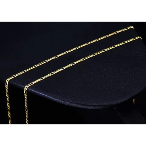 Exquisite Figarokette 2-seitig diamantiert aus hochwertigem 585 / 14k Gold in ca. 60cm, 2mm