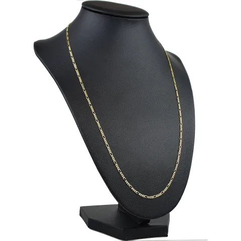 Glänzende Figarokette 2-seitig diamantiert aus hochwertigem 585 / 14k Gold in ca. 55cm, 2mm