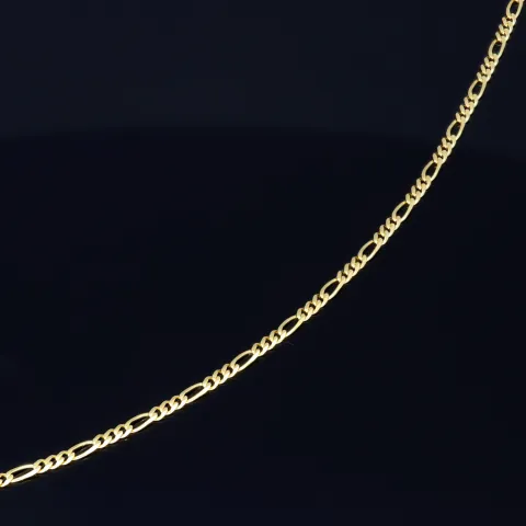 Glänzende Figarokette 2-seitig diamantiert aus hochwertigem 585 / 14k Gold in ca. 55cm, 2mm