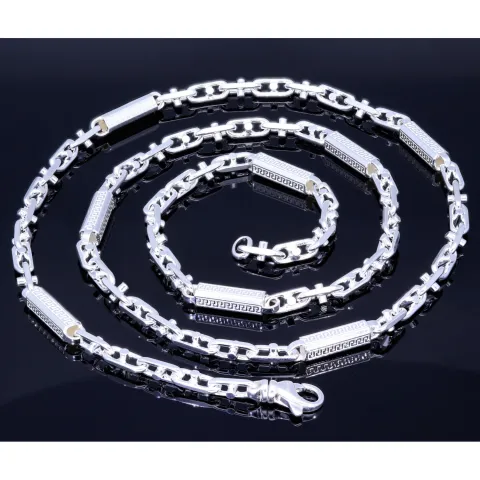 Italienische Greco - 925er Sterling - Silber - Stäbchen - Ankerkette, ca. 70cm, 5mm, (ca. 48g)