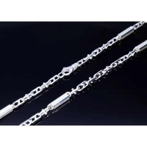 Italienische Greco - 925er Sterling - Silber - Stäbchen - Ankerkette, ca. 70cm, 5mm, (ca. 48g)