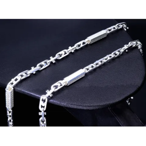 Italienische Greco - 925er Sterling - Silber - Stäbchen - Ankerkette, ca. 70cm, 5mm, (ca. 48g)