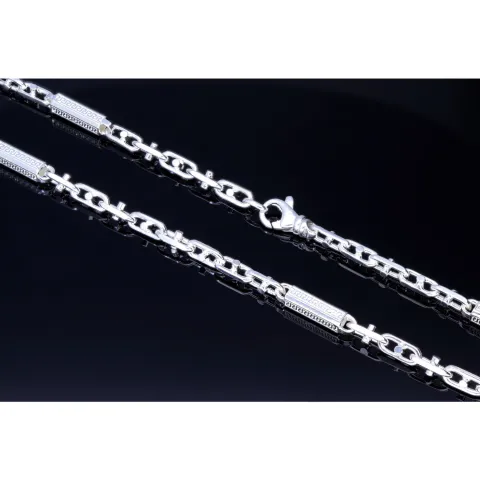 Italienische Greco - 925er Sterling - Silber - Stäbchen - Ankerkette, ca. 70cm, 5mm, (ca. 48g)