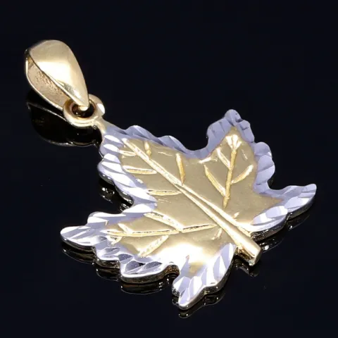 Glänzender Ahornblatt - Anhänger in Bicolor 585 / 14 Karat Gold