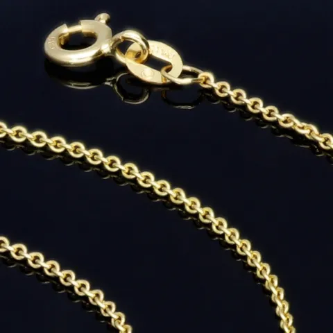 Delfin - Anhänger- mit glänzender Ankerkette (50cm) - Schmuckset in 14K / 585 Gold