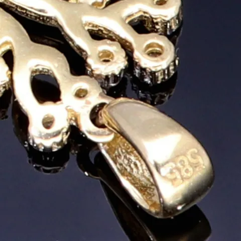 Funkelnder Lebensbaum - Anhänger mit Zirkonia in 585 / 14 Karat Gelbgold