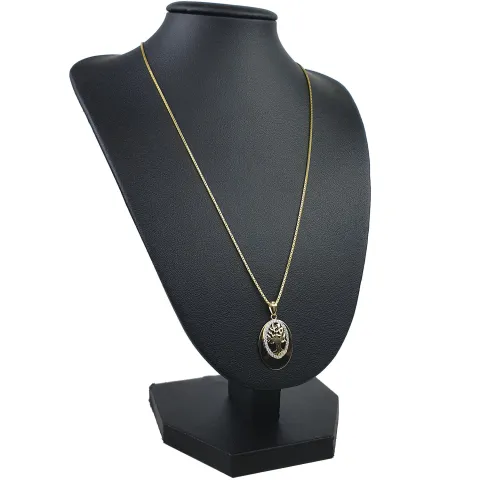 Schmuckset aus 585 / 14K Gold - Bicolor - Lebensbaum-Amulett und glänzende Venezianer - Halskette (45cm) in hochwertigem 14K / 585 Gelbgold