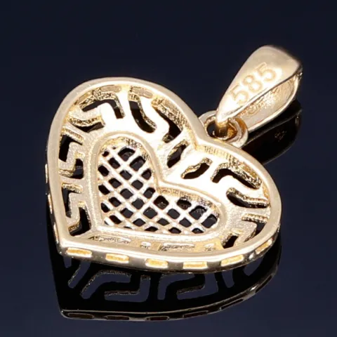 Bicolor - Herz -Anhänger mit filigranem Muster aus edlem 585 / 14K Gold
