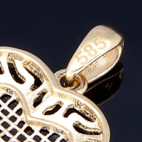 Bicolor - Herz -Anhänger mit filigranem Muster aus edlem 585 / 14K Gold