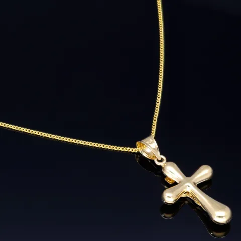 Schmuckset aus 585 / 14K Gold - Jesus - Kreuz -Anhänger aus Bicolor Gold in 14K und passende 2-seitig diamantierte Panzerkette - Halskette (60cm) in hochwertigem 14K / 585 Gold