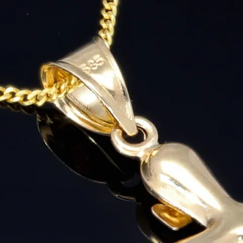 Schmuckset aus 585 / 14K Gold - Jesus - Kreuz -Anhänger aus Bicolor Gold in 14K und passende 2-seitig diamantierte Panzerkette - Halskette (60cm) in hochwertigem 14K / 585 Gold