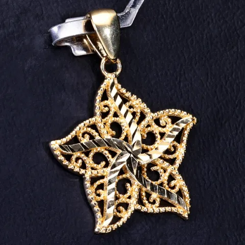 Blumen - Anhänger mit dem Motiv einer Blüte mit filigranem Design aus glänzendem 585 / 14K Gold