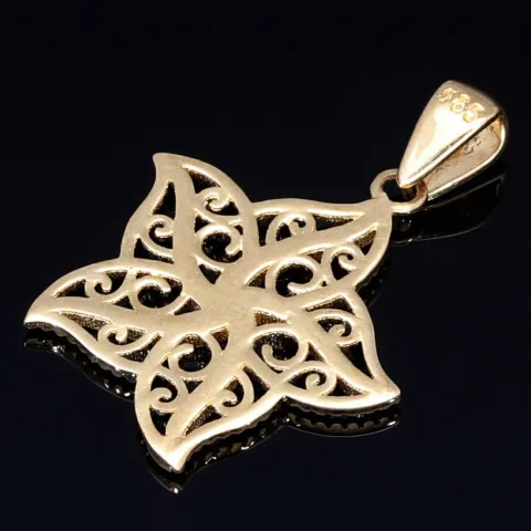 Blumen - Anhänger mit dem Motiv einer Blüte mit filigranem Design aus glänzendem 585 / 14K Gold