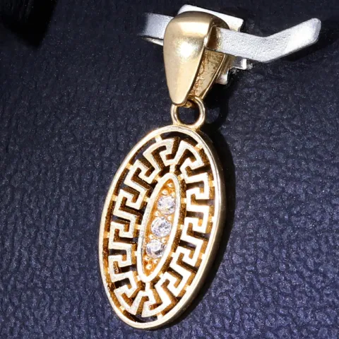 Stilvoller Anhänger im Greco Design mit Zirkoniasteinen in 585 / 14 Karat Gold