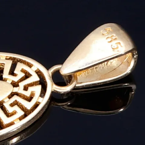 Stilvoller Anhänger im Greco Design mit Zirkoniasteinen in 585 / 14 Karat Gold
