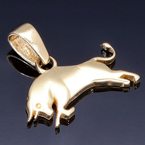 Stier - Anhänger aus hochwertigem, glänzend poliertem 585 / 14K Gold