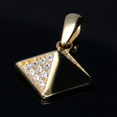 Pyramidenförmiger Anhänger mit Zirkonia besetzt aus edlem 585 / 14K Gold