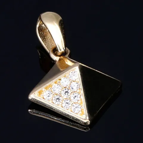 Pyramidenförmiger Anhänger mit Zirkonia besetzt aus edlem 585 / 14K Gold