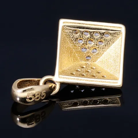 Pyramidenförmiger Anhänger mit Zirkonia besetzt aus edlem 585 / 14K Gold