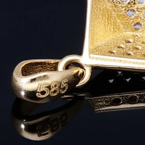 Pyramidenförmiger Anhänger mit Zirkonia besetzt aus edlem 585 / 14K Gold