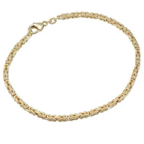 Massives Königsarmband aus hochglanzpoliertem Gold (585er 14k Gold), ca. 2,5 mm Breite, ca. 20cm lang - Made in Germany mit FBM Stempel