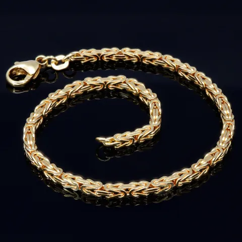 Massives Königsarmband aus hochglanzpoliertem Gold (585er 14k Gold), ca. 2,5 mm Breite, ca. 20cm lang - Made in Germany mit FBM Stempel