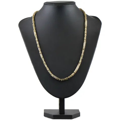 Bling-Bling-Königskette mit Zirkoniabesatz aus 585er Gelbgold (14k)- 61cm lang, 4,5 mm breit, 32g