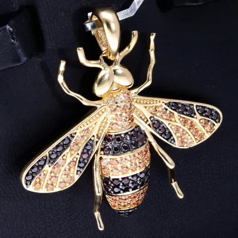 Massiver Hornissen - Anhänger aus hochwertigem 585 14K Gold mit Zirkoniabesatz (ca. 7,6g)