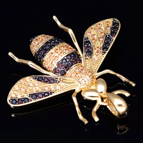 Massiver Hornissen - Anhänger aus hochwertigem 585 14K Gold mit Zirkoniabesatz (ca. 7,6g)