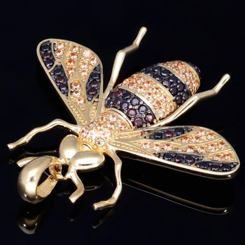 Massiver Hornissen - Anhänger aus hochwertigem 585 14K Gold mit Zirkoniabesatz (ca. 7,6g)