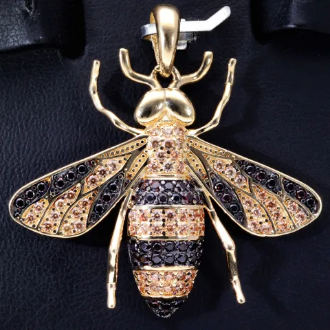 Massiver Hornissen - Anhänger aus hochwertigem 585 14K Gold mit Zirkoniabesatz (ca. 7,6g)