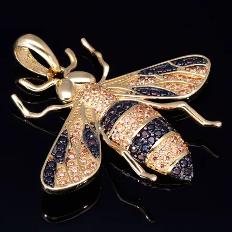 Massiver Hornissen - Anhänger aus hochwertigem 585 14K Gold mit Zirkoniabesatz (ca. 7,6g)