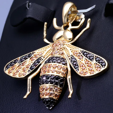 Massiver Hornissen - Anhänger aus hochwertigem 585 14K Gold mit Zirkoniabesatz (ca. 7,6g)