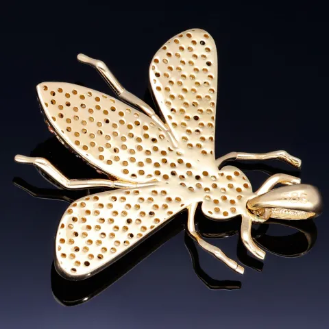 Massiver Hornissen - Anhänger aus hochwertigem 585 14K Gold mit Zirkoniabesatz (ca. 7,6g)