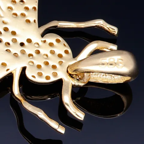 Massiver Hornissen - Anhänger aus hochwertigem 585 14K Gold mit Zirkoniabesatz (ca. 7,6g)