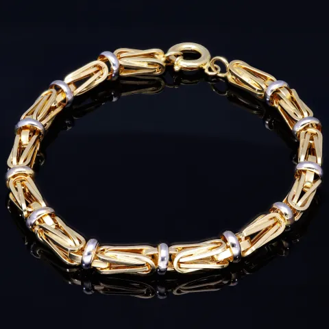 Königsarmband in außergewöhnlichem Design in Bicolor Gold 585 14k, 6,5mm breit, 22cm lang