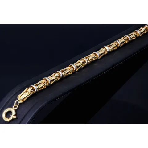 Königsarmband in außergewöhnlichem Design in Bicolor Gold 585 14k, 6,5mm breit, 22cm lang