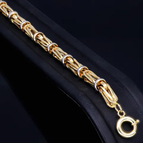 Königsarmband in außergewöhnlichem Design in Bicolor Gold 585 14k, 6,5mm breit, 22cm lang