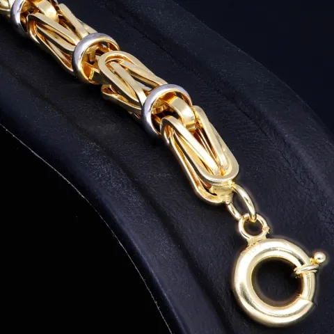 Königsarmband in außergewöhnlichem Design in Bicolor Gold 585 14k, 6,5mm breit, 22cm lang